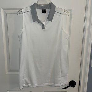 Oakley Women's White Sleeveless Polo Tank with Gray Collar